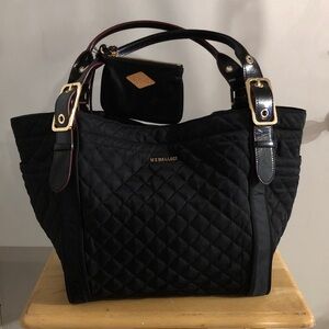NWOT MZ Wallace Black Quilted Shoulder Tote with Gold Hardware